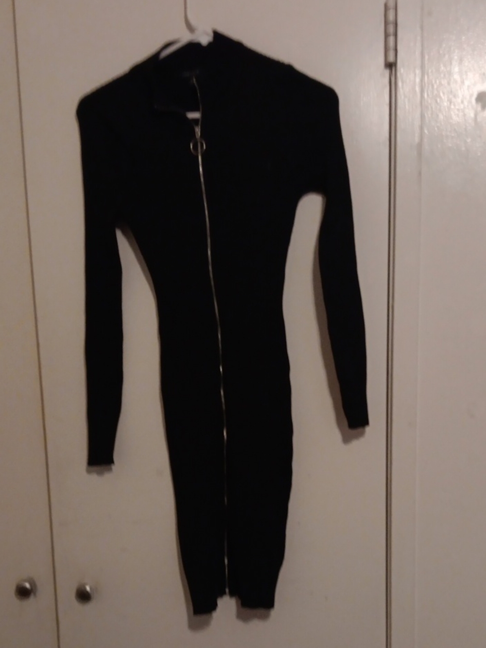 New Look Black Long Sleeve Zip-Up Midi Dress
